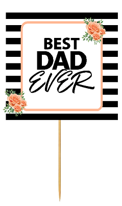 Best Day Ever Black and White Peach Floral Cupcake Toppers Desert Picks.
