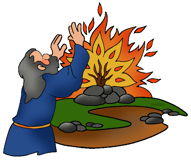Bible Clip Art by Phillip Martin, Moses and the Burning Bush.