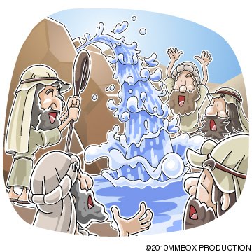 Clipart for moses drawing water from the rock.