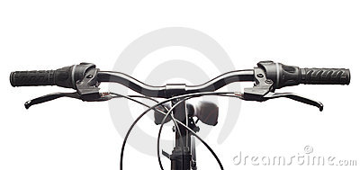 Handlebars Of A Mountain Bicycle. Isolated Royalty Free Stock.