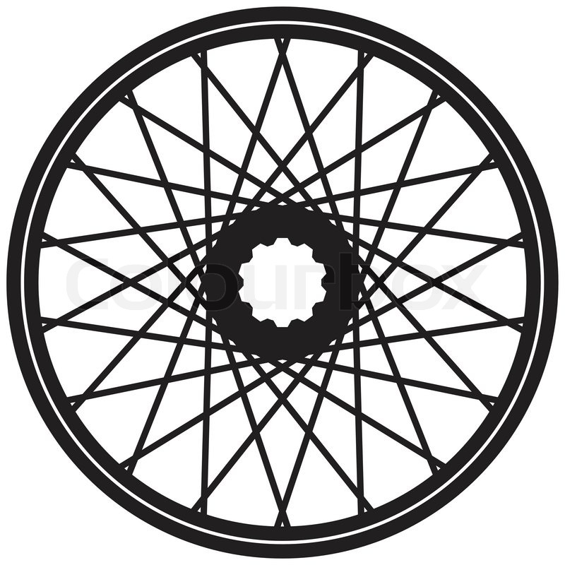 Set of colored bike wheel with tire and spokes.
