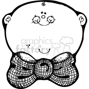 A Black and White Country Baby with a Big Bow Tie clipart. Royalty.
