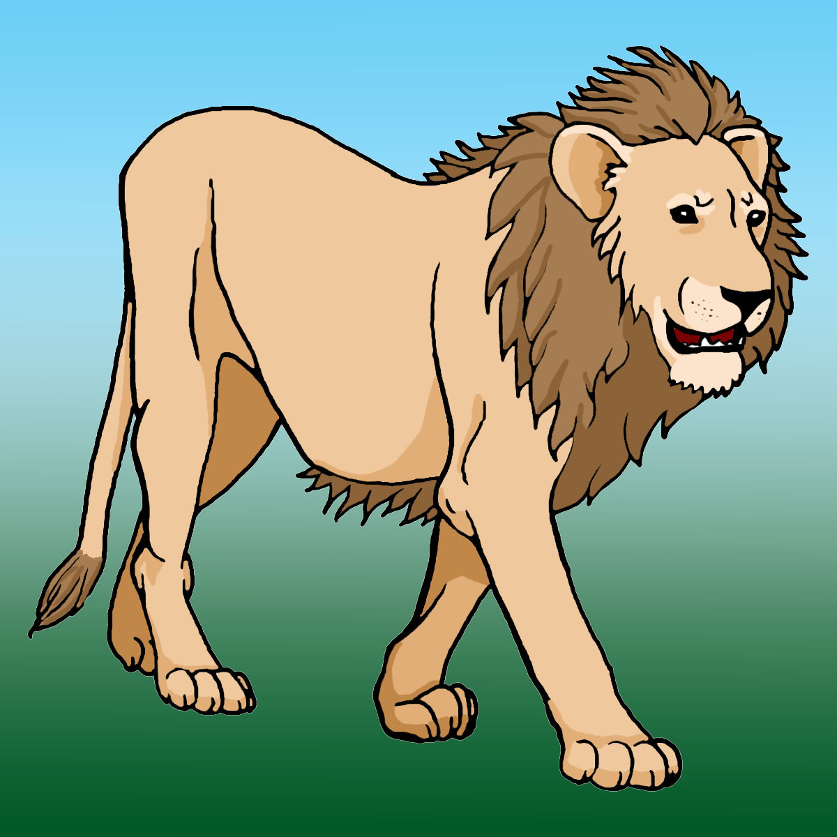 Clip Art: Big Cats: Lion Grayscale.