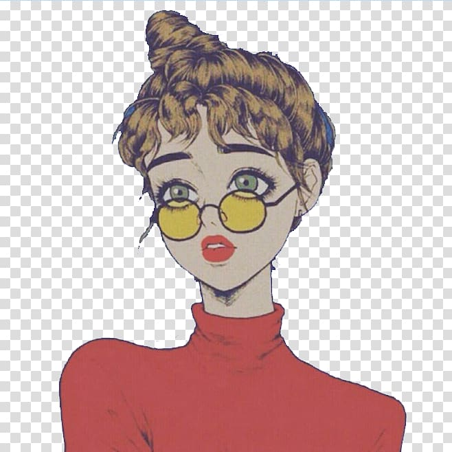 Art Drawing Aesthetics Illustration, Red big eyes girl.