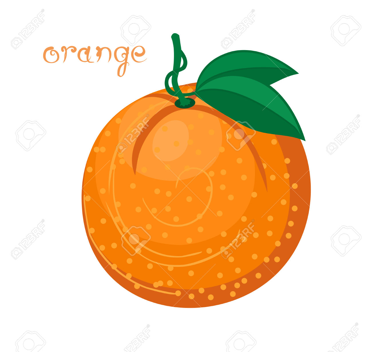 Orange Fruit. Illustration Of Big Fresh Orange With Couple Of.