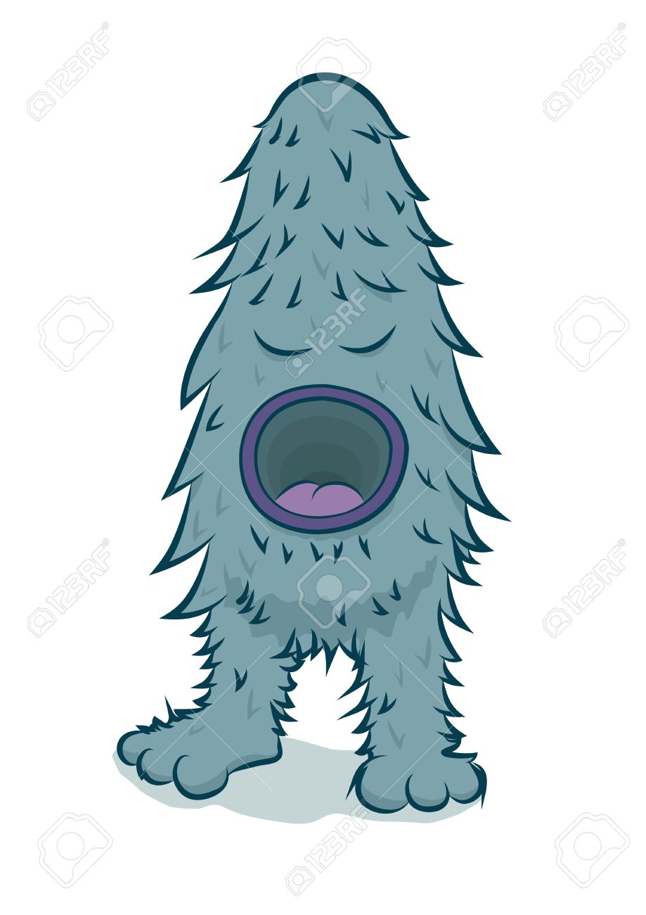 Furry Blue Monster With Big Mouth Royalty Free Cliparts, Vectors.