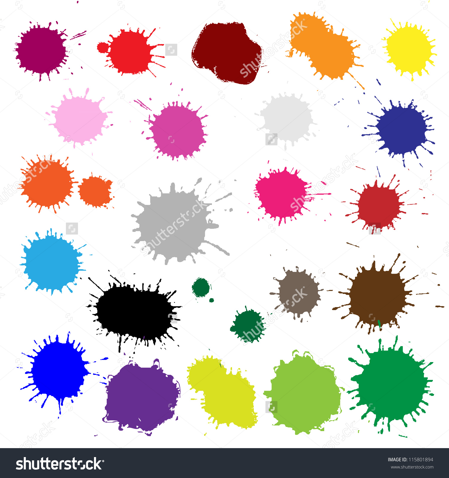 Big Set Color Blobs Stains Isolated Stock Vector 115801894.