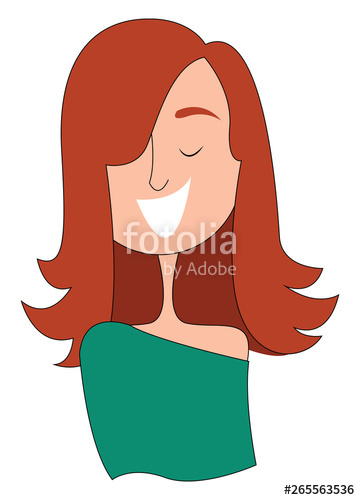 Clipart of a girl having a big smile on her face vector or color.