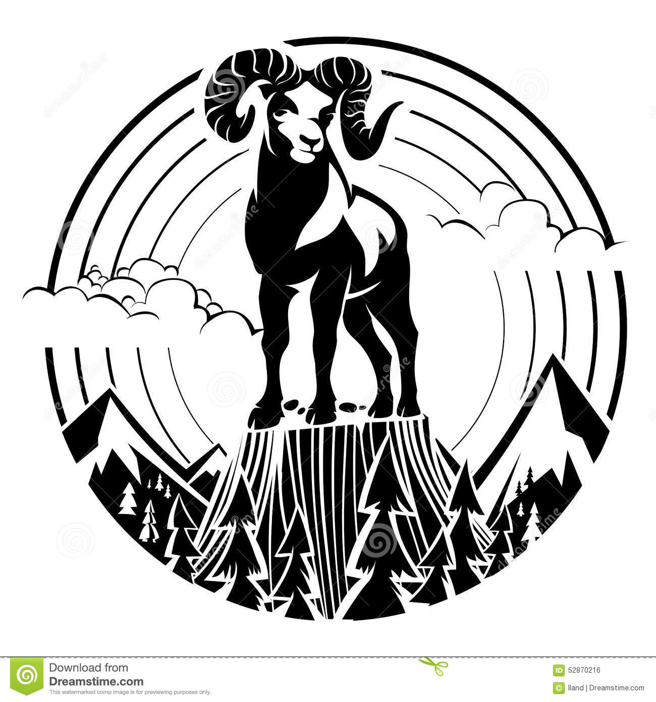 Bighorn sheep head clipart.