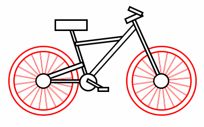 Drawing a cartoon bicycle in 2019.