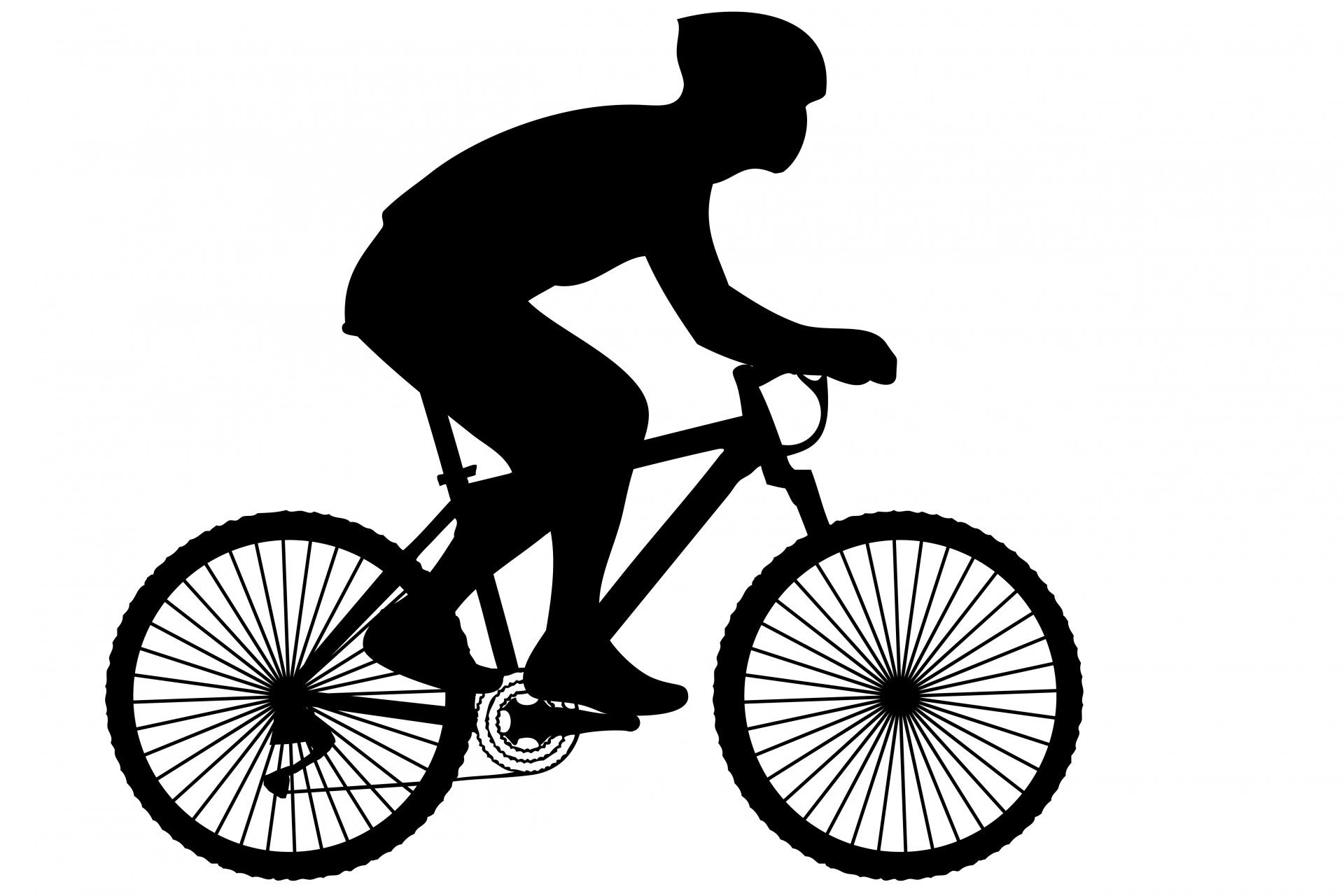 Black silhouette of a cyclist on a racing bike clipart.