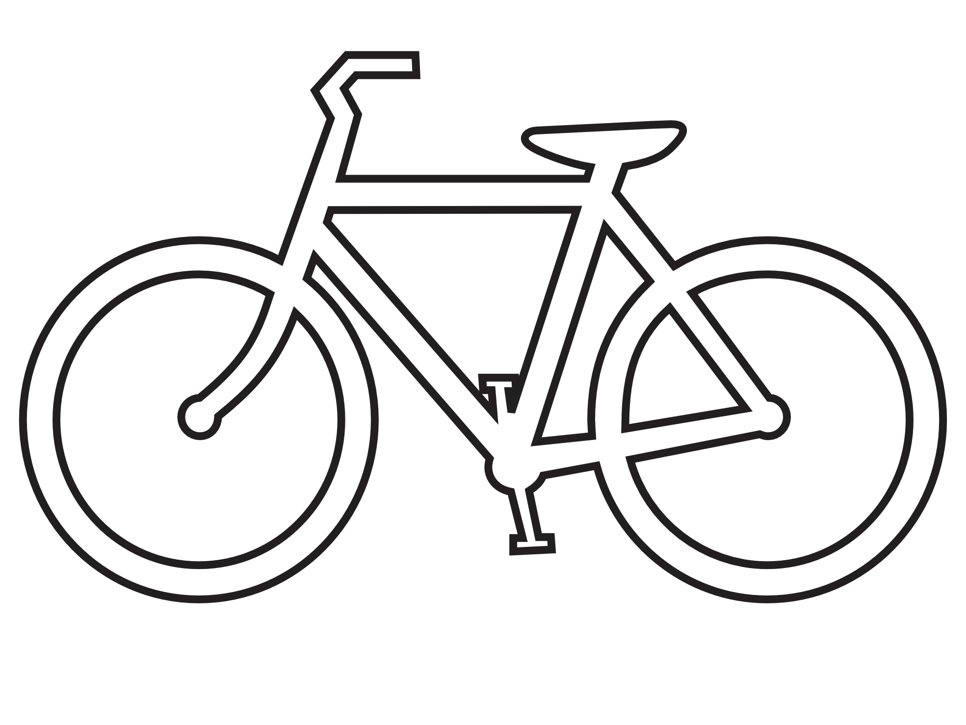 Clip Art: bicycle route sign black white line.