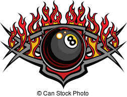 Vector Clipart of Billiards Eightball Ornate Graphic.