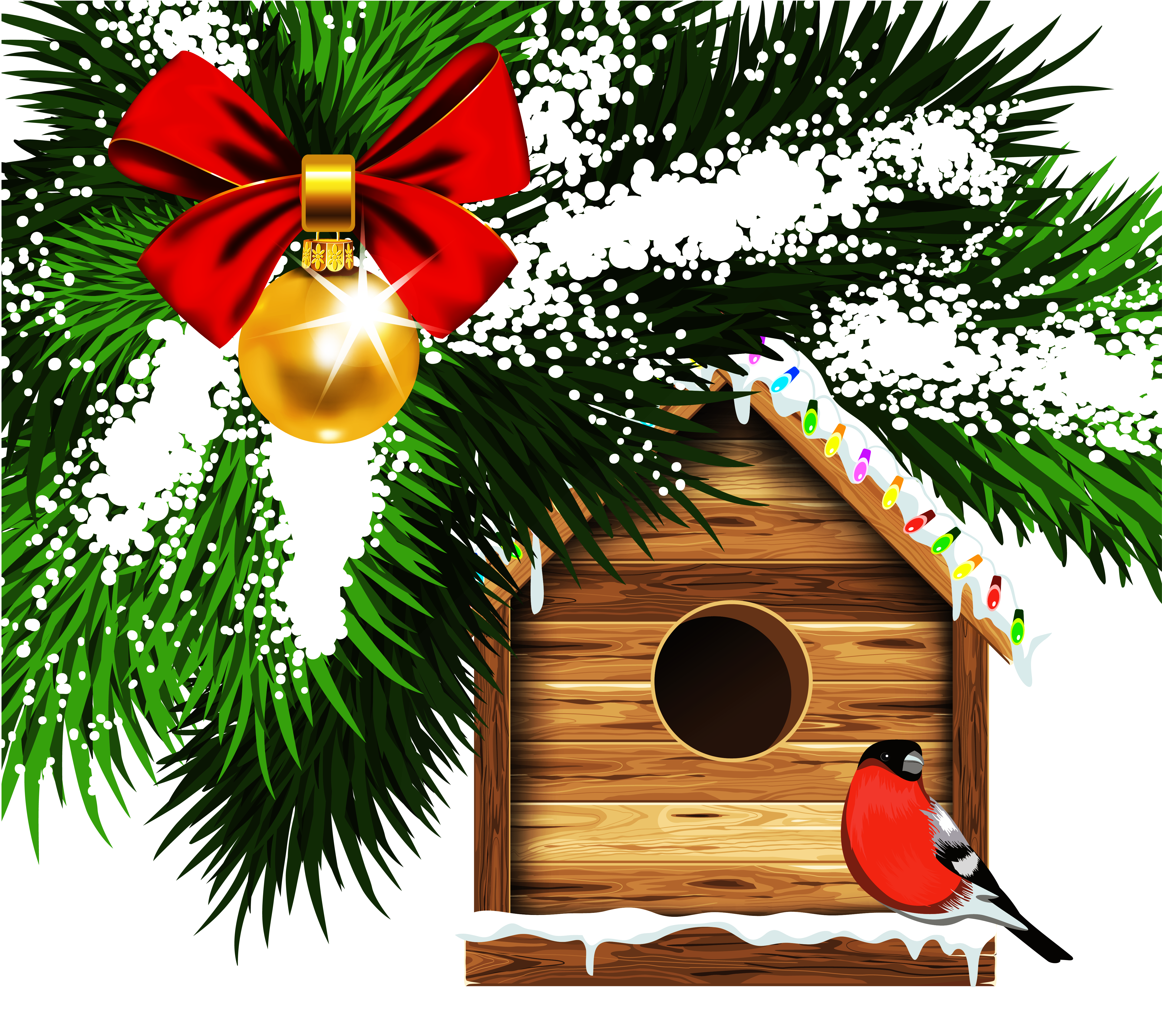 Transparent Christmas Bird House PNG Clipart.