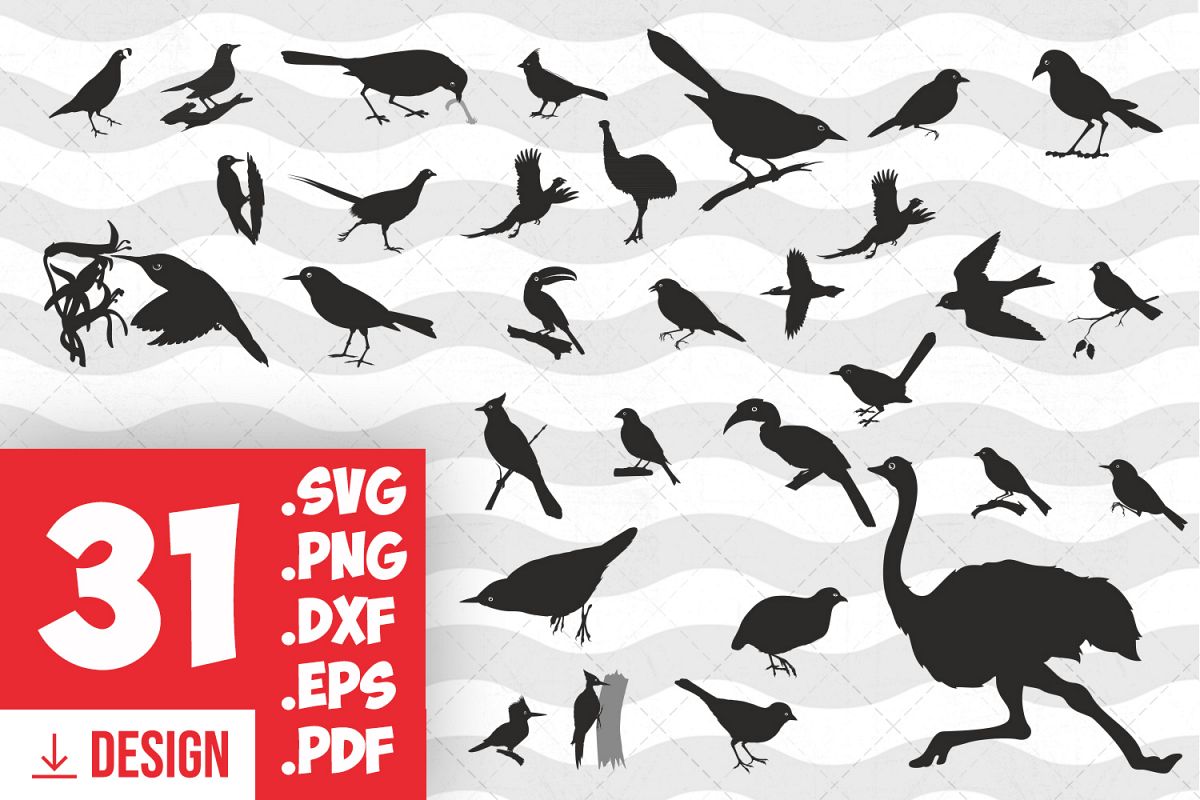 Birds silhouette bird clipart bird print black bird cut file.