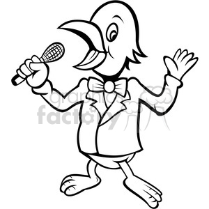 black and white bird singer clipart. Royalty.