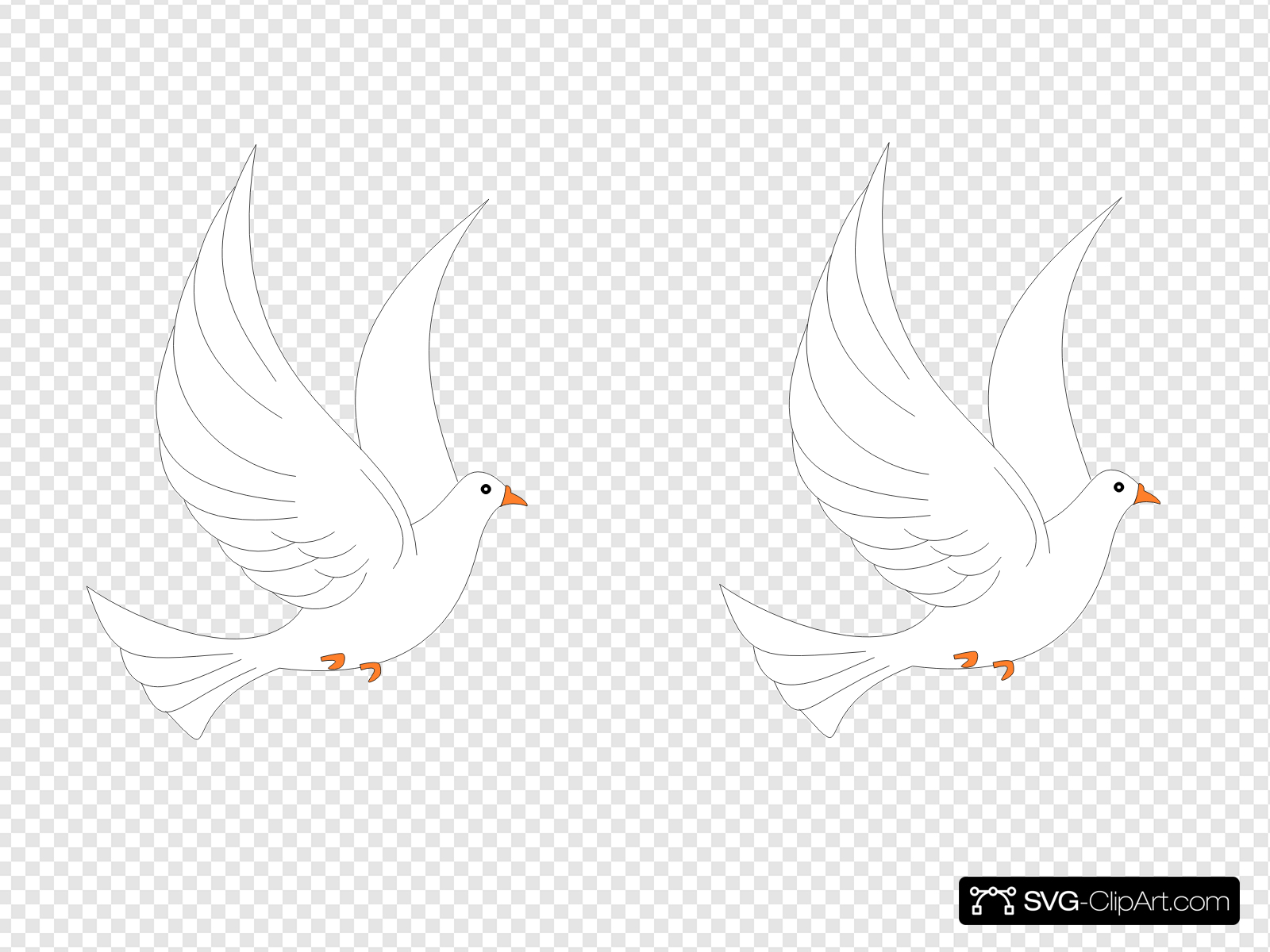 Double Dove Outline Clip art, Icon and SVG.