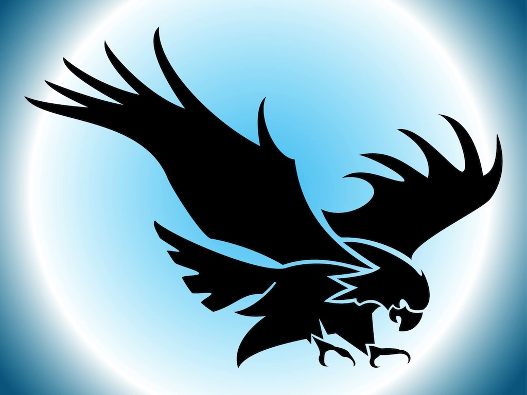 Image: Clip Art silhouette of bird with outstretched wings.