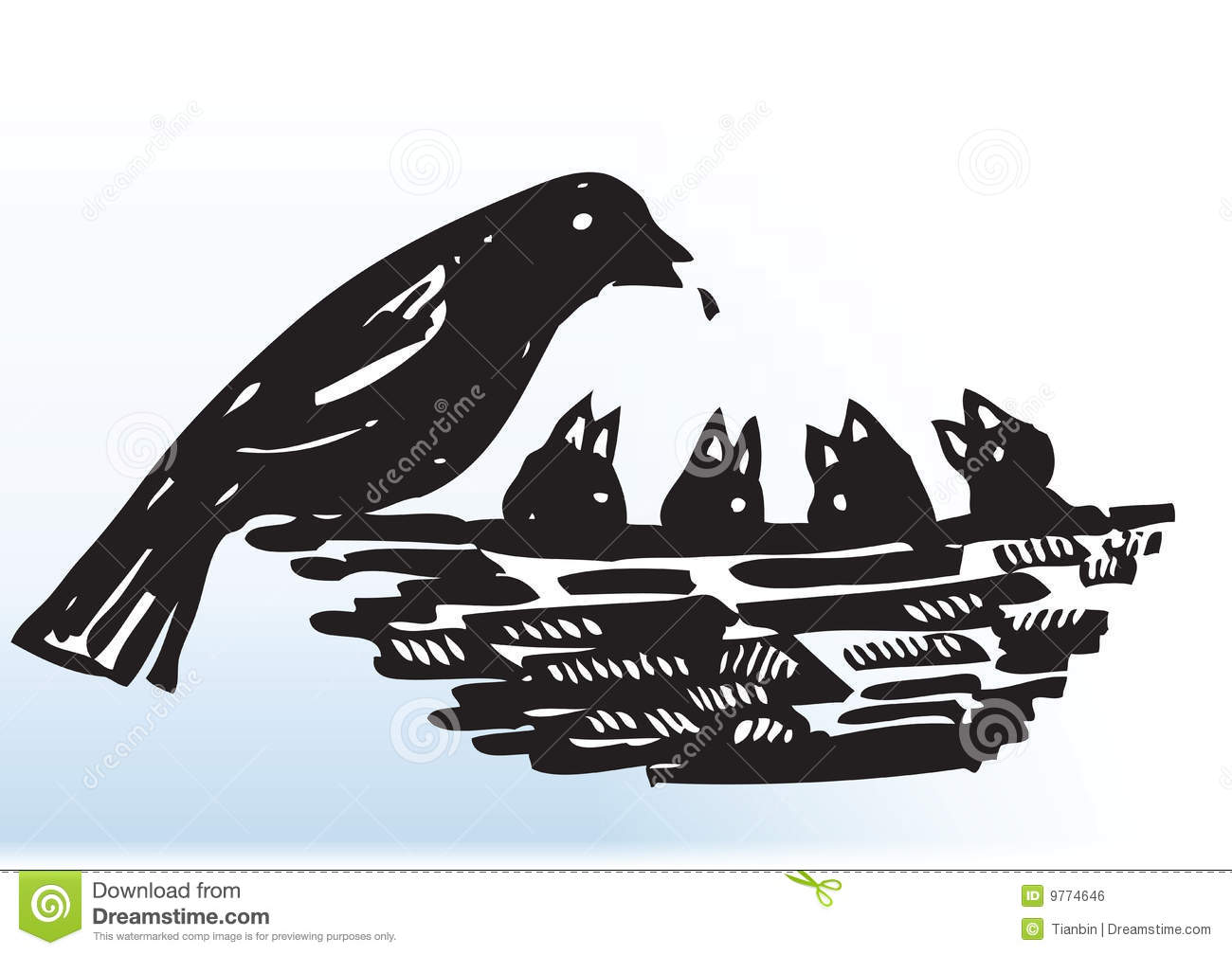 Bird Feeding Chicks In Nest Royalty Free Stock Image. Bird Feeding Chicks In Nest Royalty Free Stock Image.