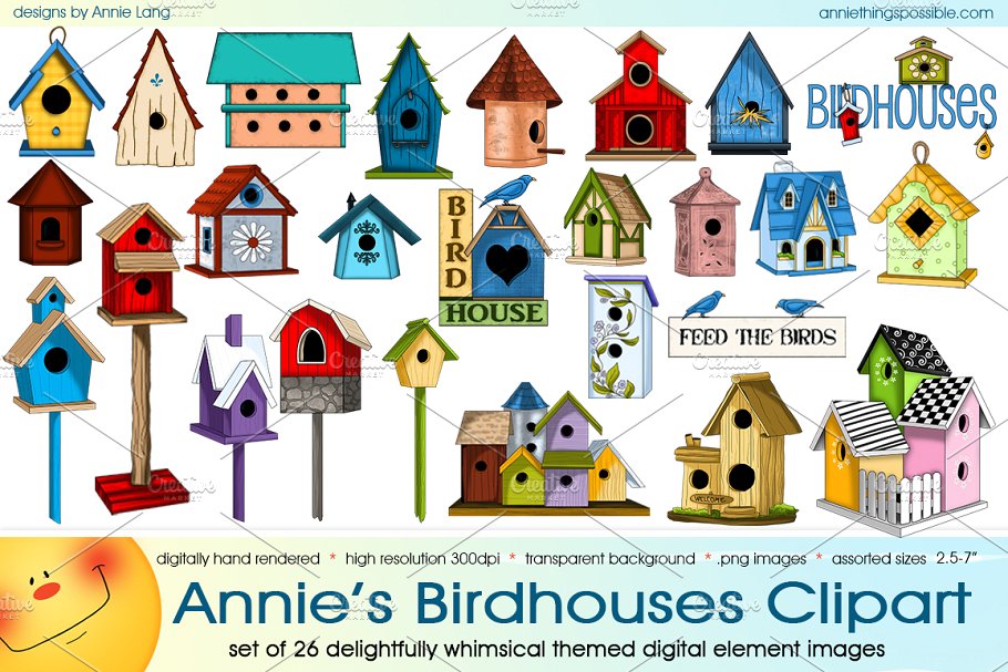 Annie\'s Birdhouses Clipart ~ Illustrations ~ Creative Market.