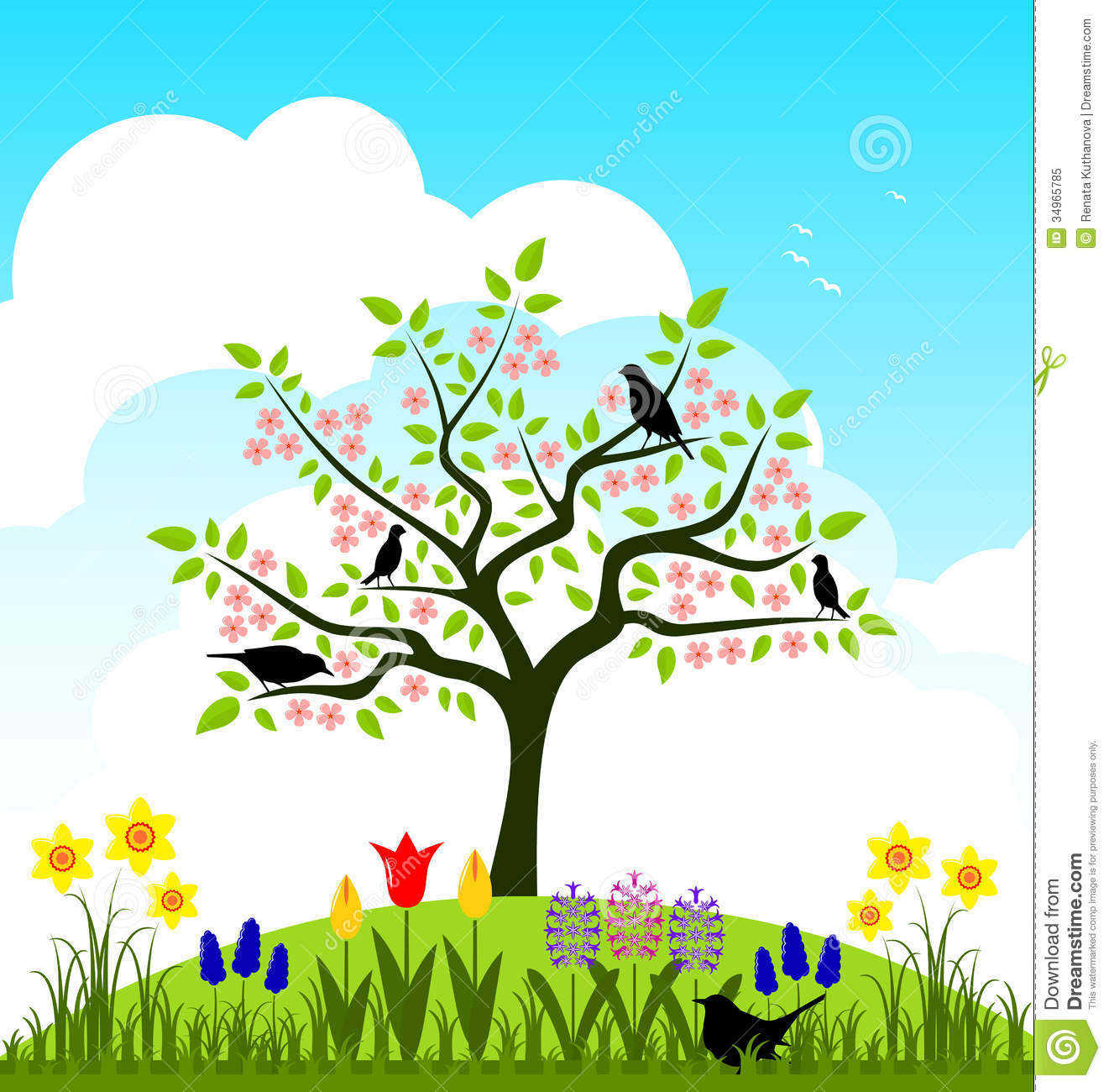 Tree With Birds Clipart.