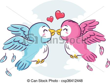 Love Birds Kissing.