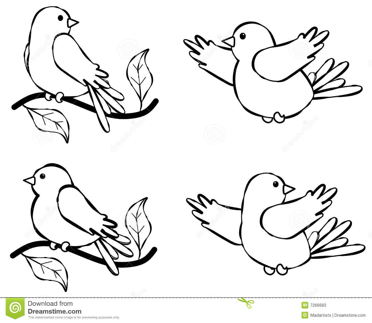 Bird Line Art Illustration 2 Stock Illustration.