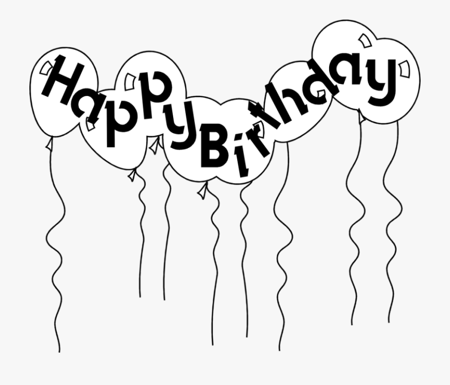 Happy Birthday Balloons Black And White Clipart Free.