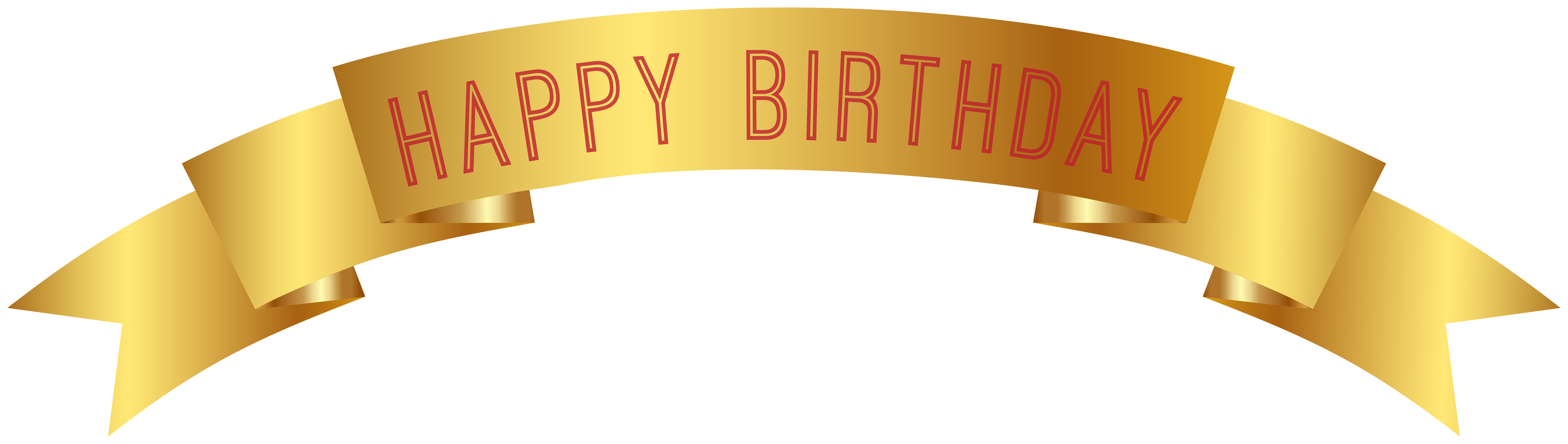 Happy Birthday Gold Banner PNG Clip Art.