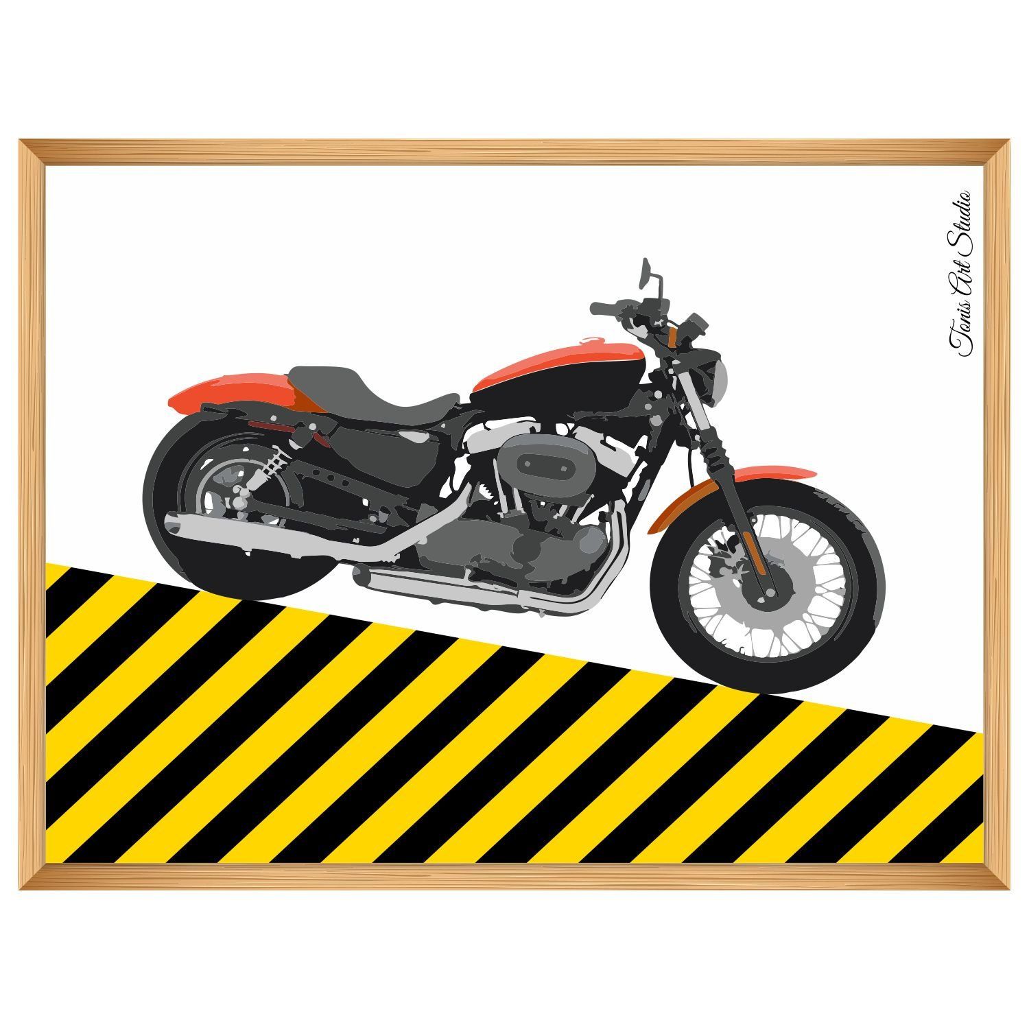 Bike Clipart, Motorcycle Wall Decor, Transportation Art.