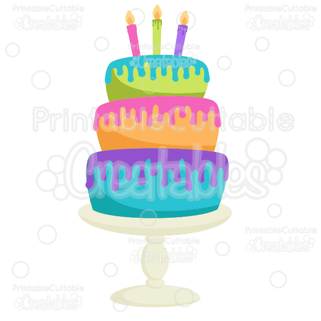 Birthday Cake SVG Cut File & Clipart.