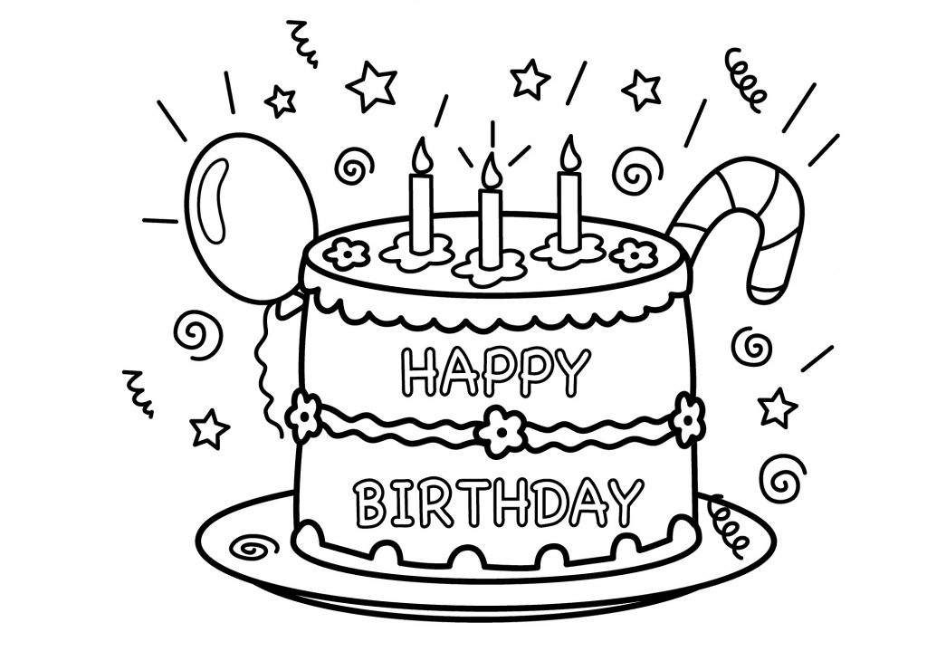 Free Printable Birthday Cake Coloring Pages.