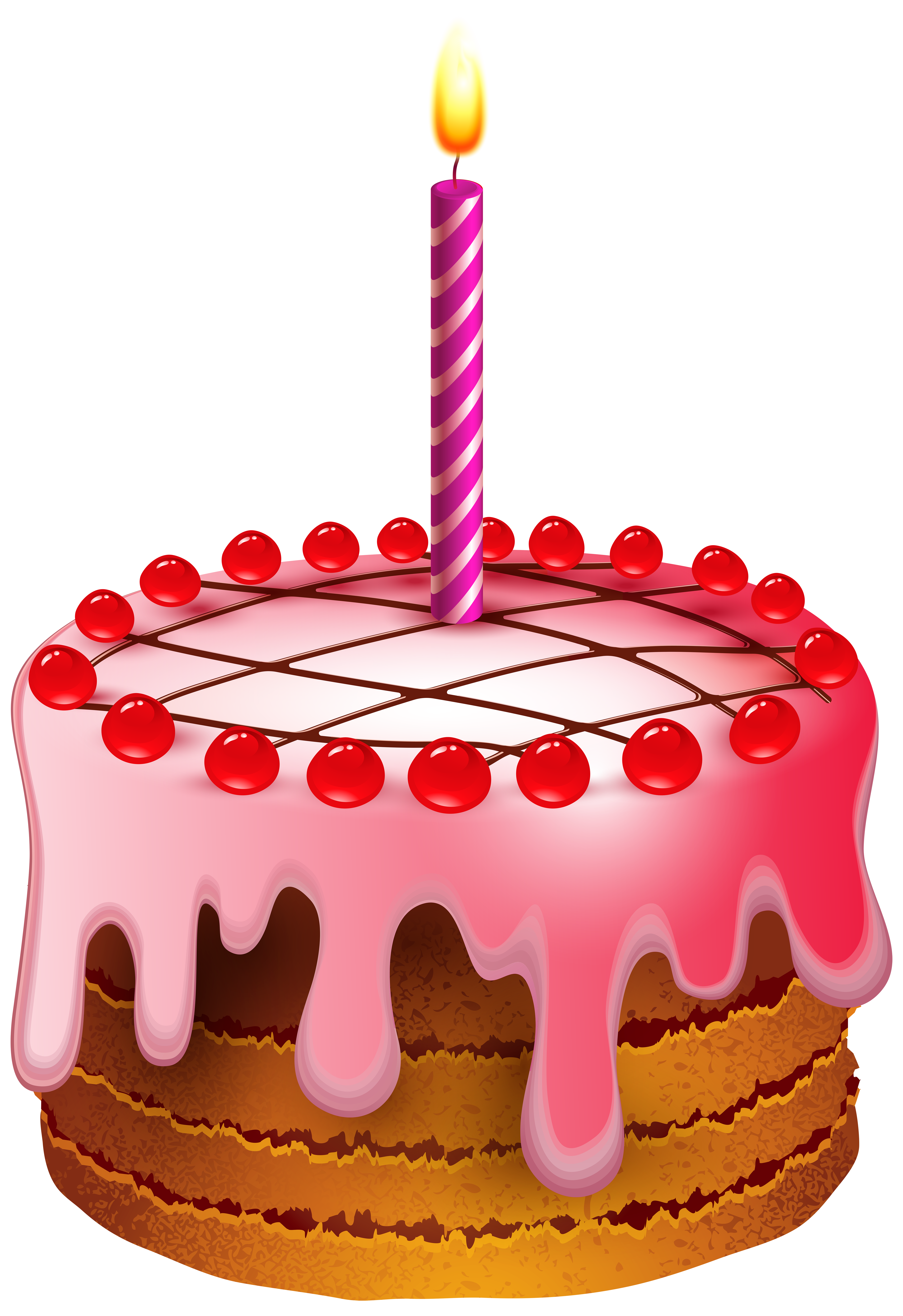 Birthday Cake with Candle Transparent Clip Art Image.