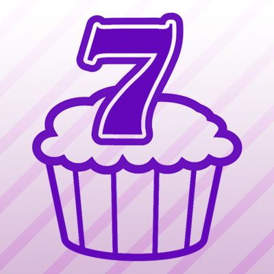 Number 7 Cupcake Iron on Transfer.