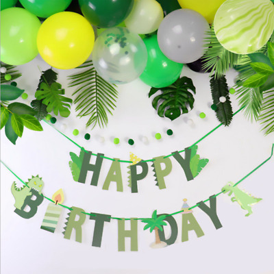 Dinosaur Happy Birthday Flag Dinosaur Banner Forest Theme Party Decor  Bunting 724316591785.