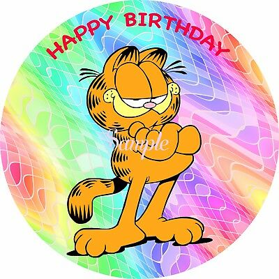 Garfield 7 Inch Edible Image Cake & Cupcake Toppers /party/ birthday/  wafer/.