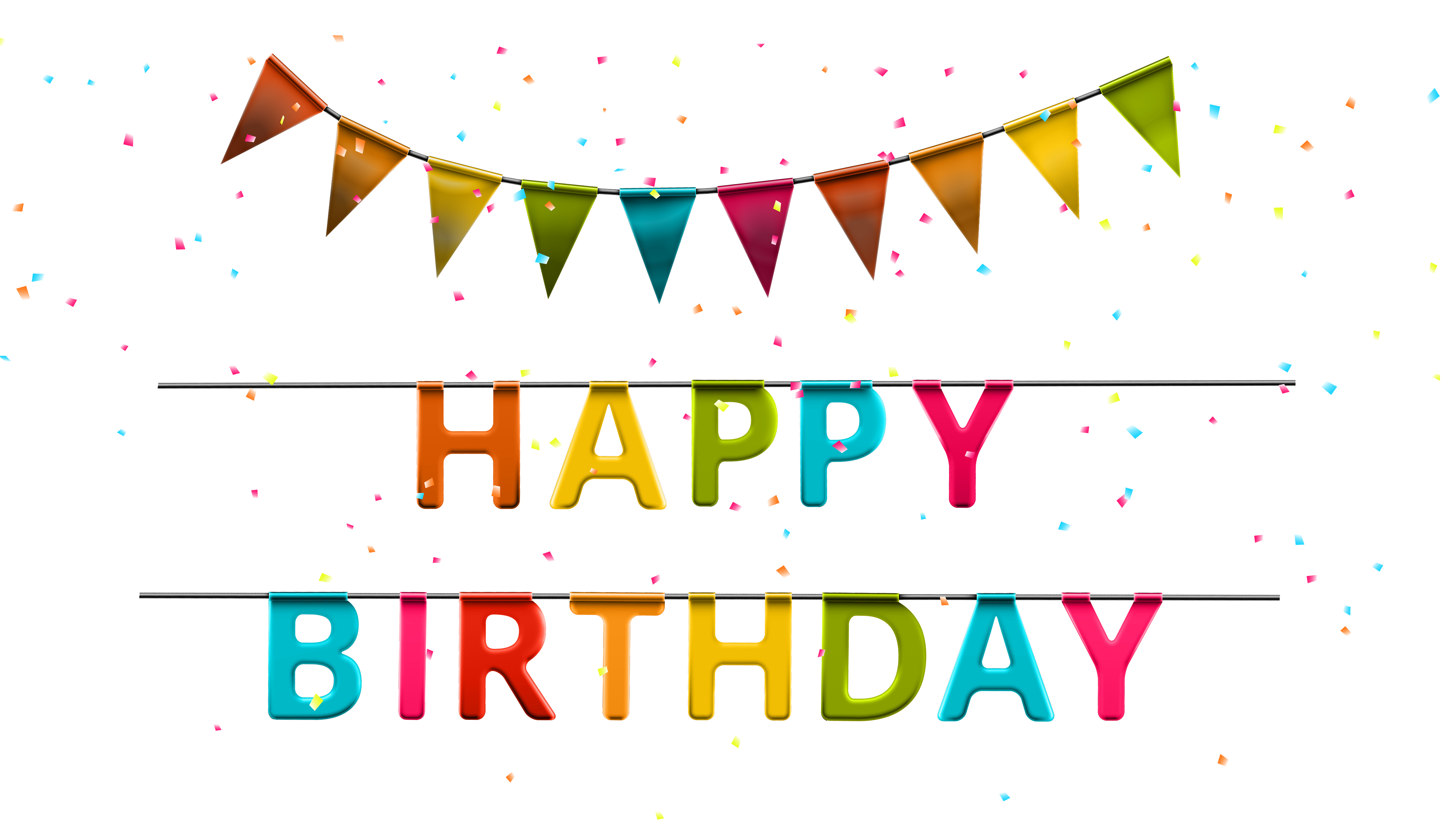 Happy Birthday with Streamer PNG Clip Art Image.