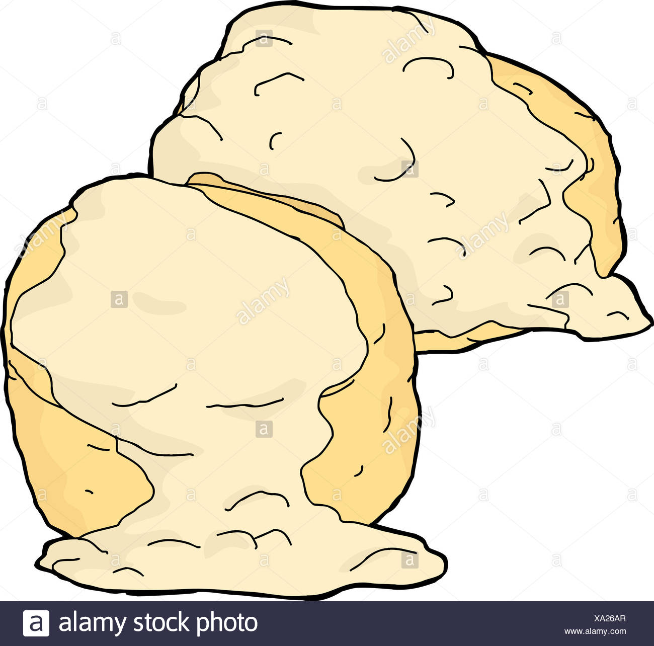 Two biscuits and gravy on white background Stock Photo: 281561359.