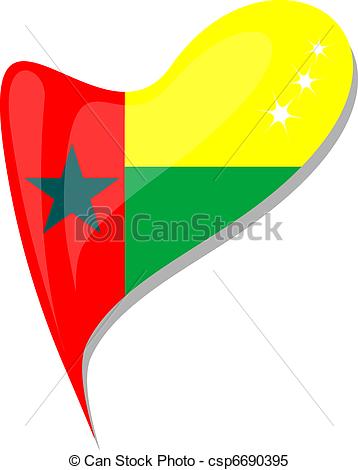 Clipart Vector of guinea bissau in heart. Icon of guinea bissau.