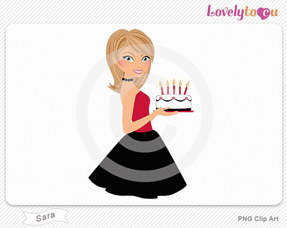 Bitchy woman with birthday cake clipart.