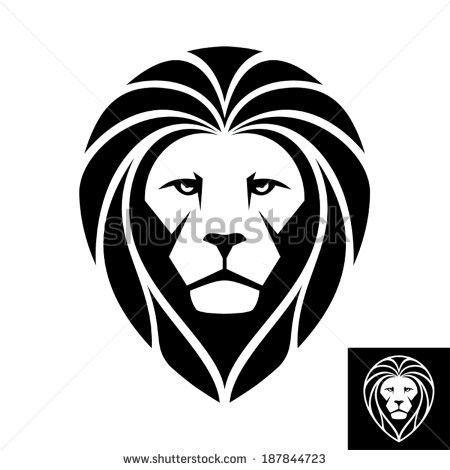 Black and White Lion Head.
