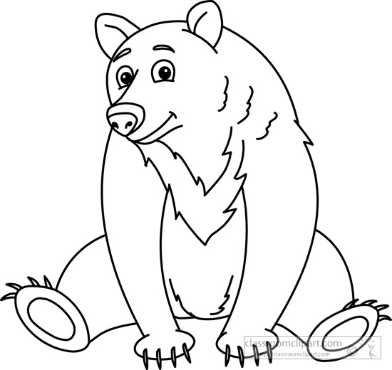 Brown bear clipart black and white.