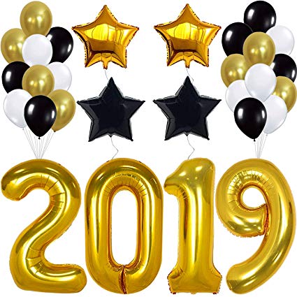 2019 Balloons, Gold for New.