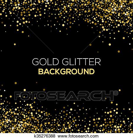 Gold confetti glitter on black background. Abstract gold.