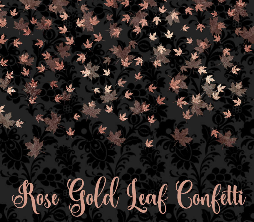Rose Gold Leaf Confetti Clipart.