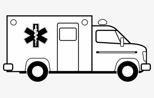 Free Ambulance Black And White Clip Art with No Background.