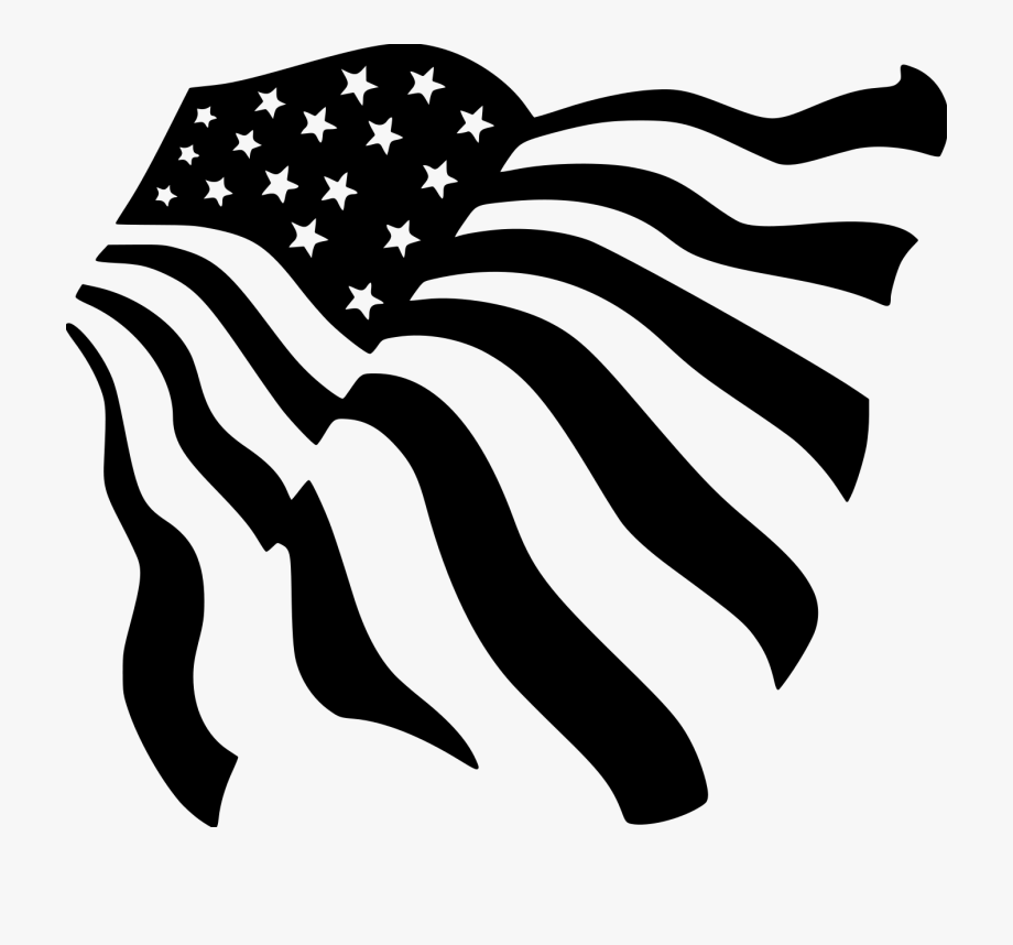 American Flag Clipart Black And White.
