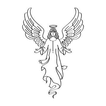 black and white angel clipart - Clipground