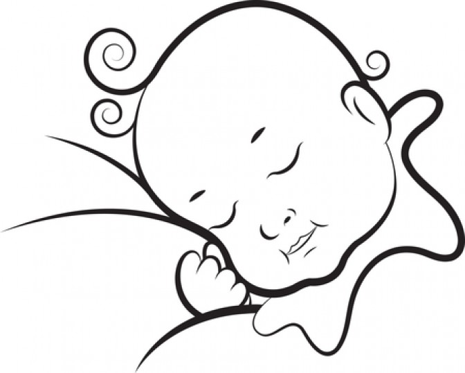 Sleeping Baby Clipart Black And White.