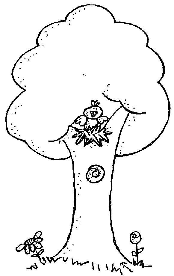 Bird In A Tree Clipart Black And White.